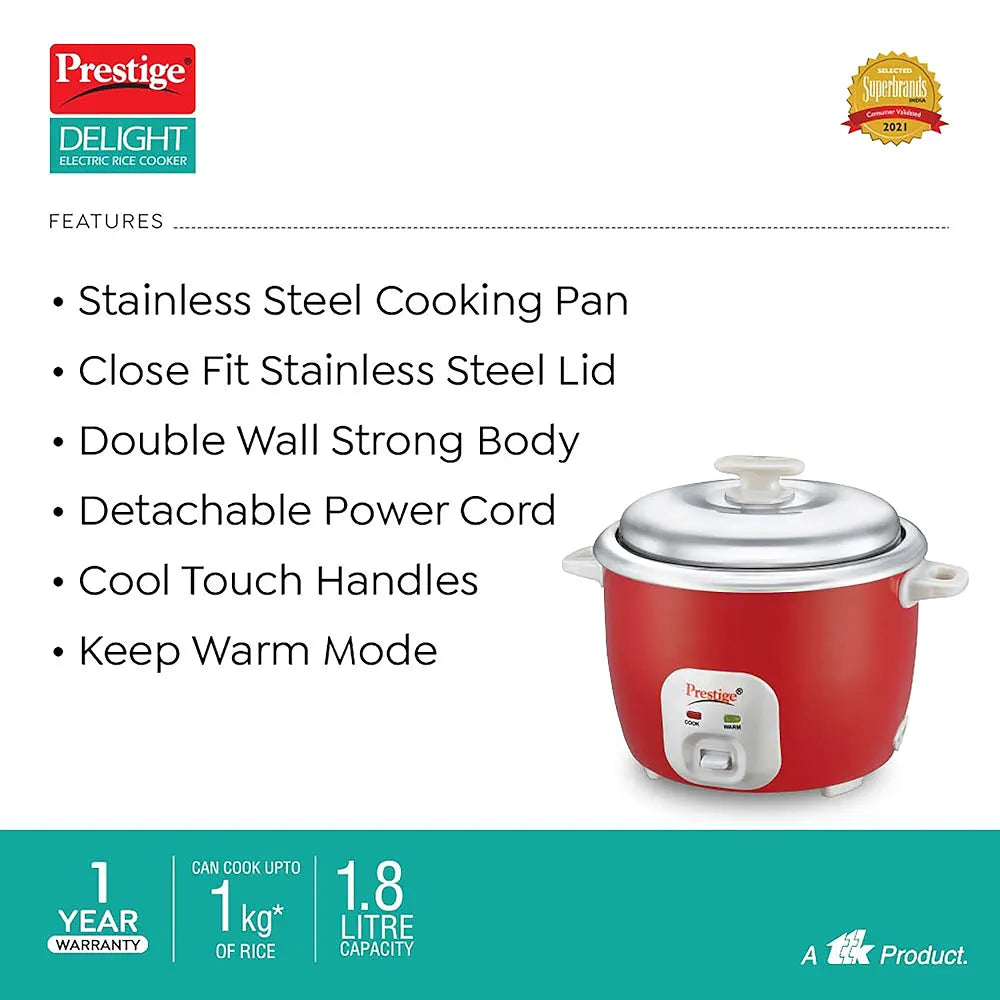 PRESTIGE 42243 RICE COOKER 1.8 STEEL BOWL PRESTIGE 42243 RICE COOKER 1.8 STEEL BOWL